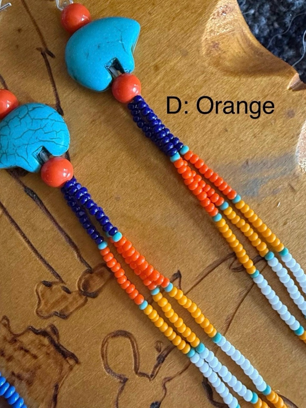 Handmade Beaded Zuni Bear Fringe Earrings|Native American - Picture 9 of 11